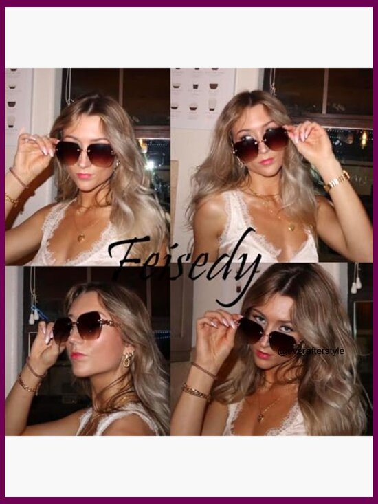 Metal Frame Rimless Sunglasses Diamond Cutting Lens UV400 main image 6
